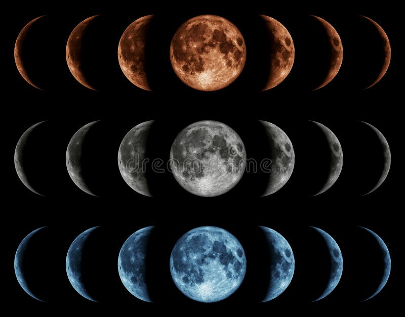 Seven phases of the moon isolated on black background. royalty free stock images Seven phases of the moon isolated on black background. royalty free stock images