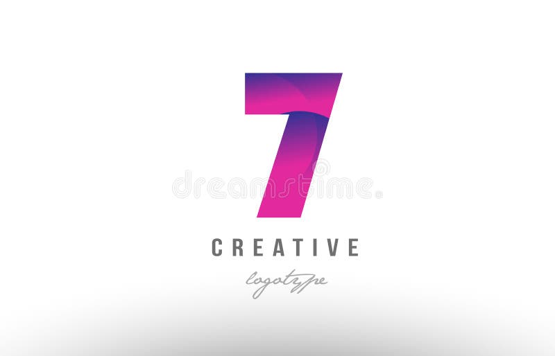7 Seven Pink Gradient Number Digit Logo Icon Design Stock Vector ...
