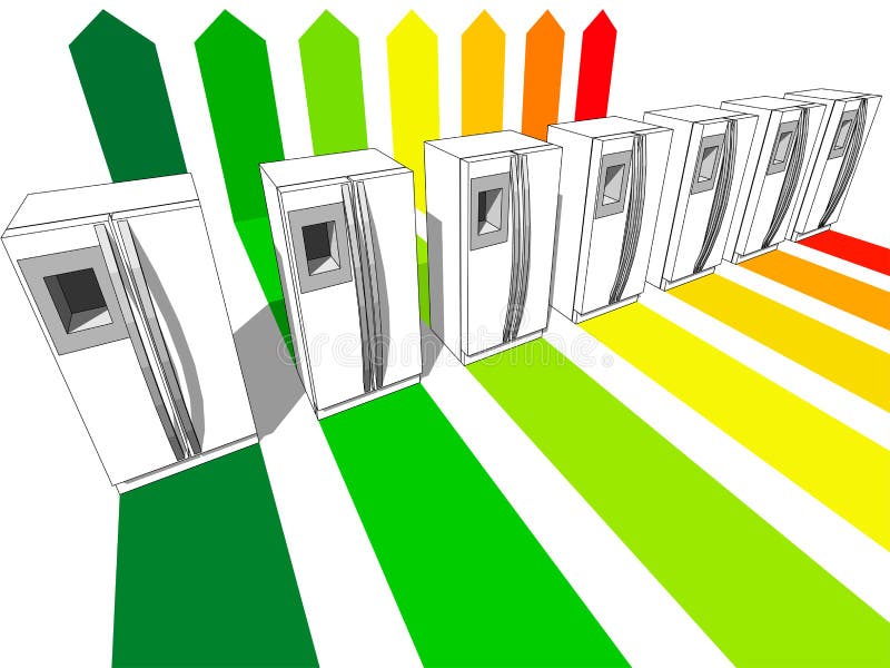 Seven Refrigerators Energy Rating Diagram Stock Vector Illustration