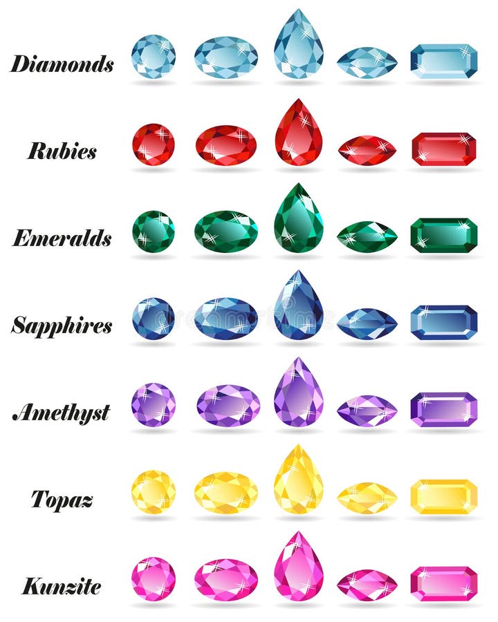 Seven sets of gems stock vector. Illustration of beautiful - 85888372