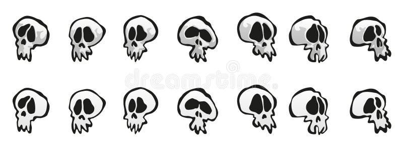 Seven Simple Cartoon Skulls