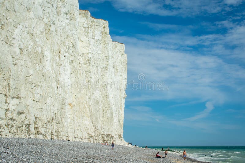 Seven Sisters National park, white cliffs,beach,ocean East Sussex, England