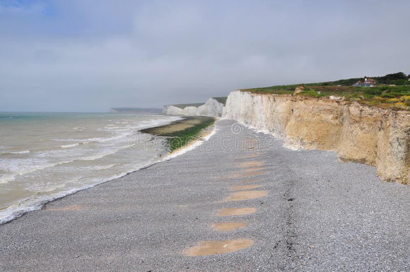 Seven Sisters White Chalk Cliffs at Birling Gap Beach Stock Photo ...