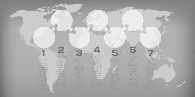 Seven steps line infographic, puzzle diagram stock illustration