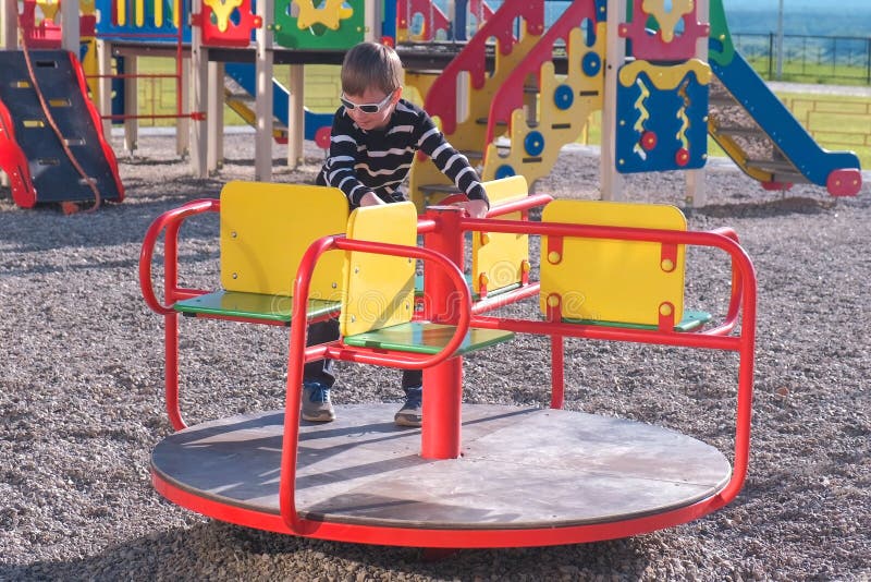 Carousel Colorful Playground Spinning Stock Image - Image of outdoors ...