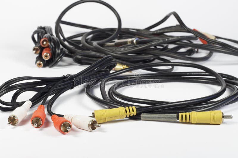 Several cables with RCA connectors for audio and video royalty free stock images Several cables with RCA connectors for audio and video royalty free stock images