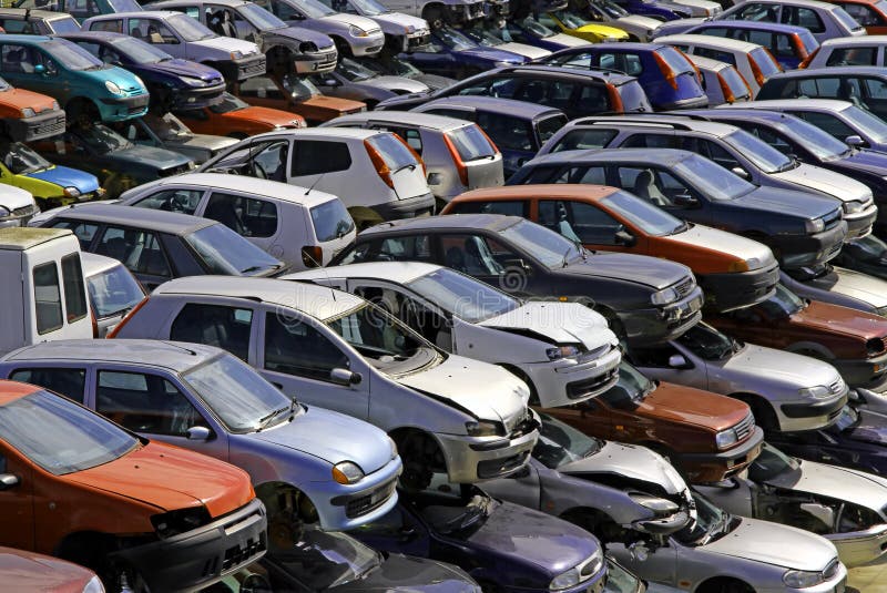 Several Cars Destroyed in the Car Demolition Stock Image Image of