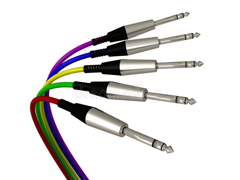 Several Colored Wires with Jack Plugs Stock Photo Image of equipment