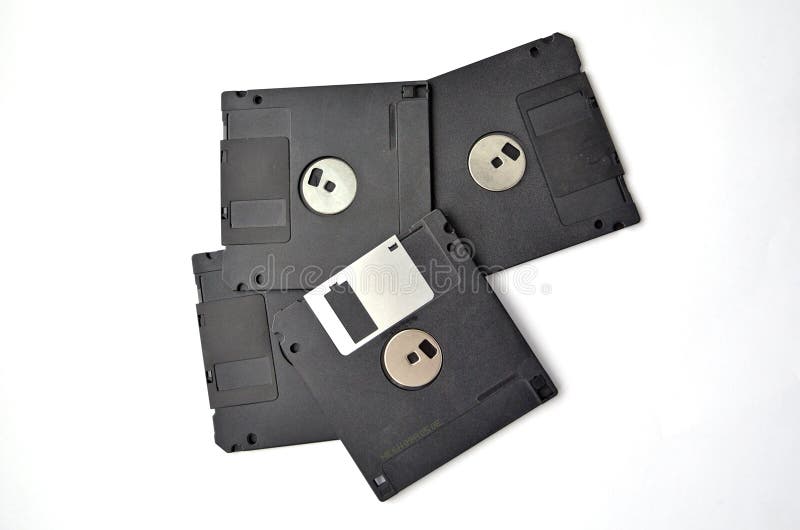 Several floppy disks on a white background