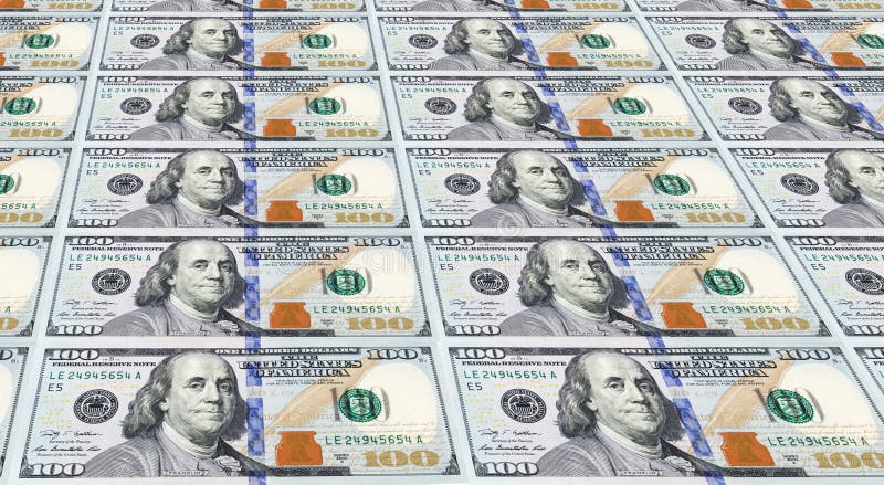 Several of the Newly Designed U.S. One Hundred Dollar Bills. royalty free stock photography