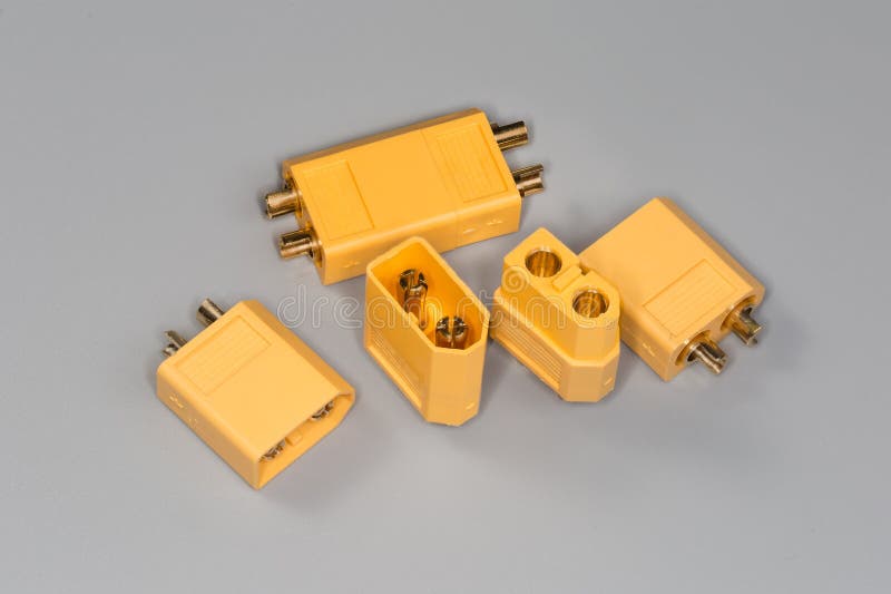 Several pairs of flat two pin power electrical connectors royalty free stock image