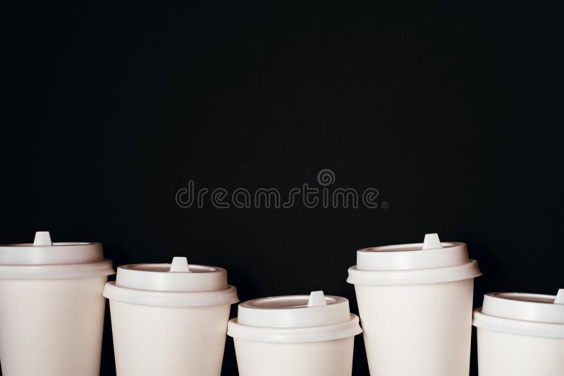 Several Paper Cups on Black Background Stock Photo - Image of caffeine