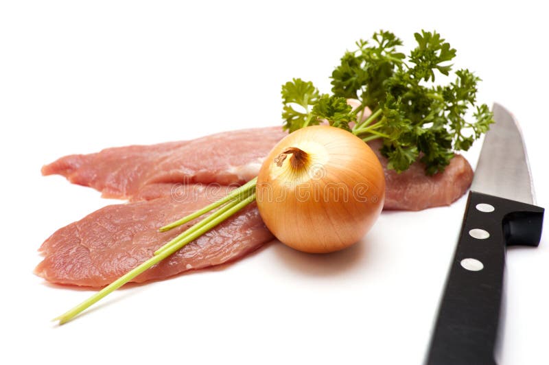 Several Pieces of Meat with Knife Stock Photo Image of sirloin, steak