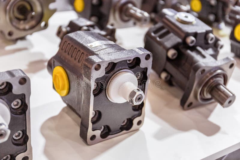 Several Small Powerful Electric Motors in Closeup Stock Photo Image