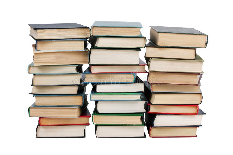 Several stacks of books stock image