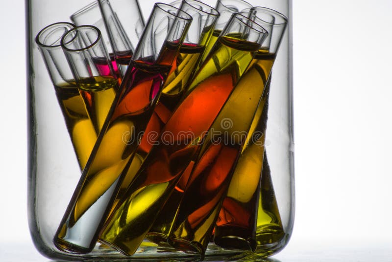 Several test tubes in glass container