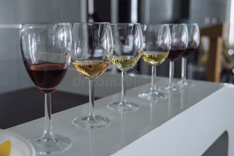 Several Varieties of Wine in Glasses Stock Image Image of drink