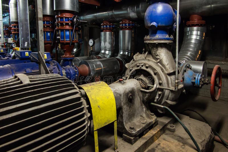 Several Water Pumps with Electric Motors Stock Photo Image of line