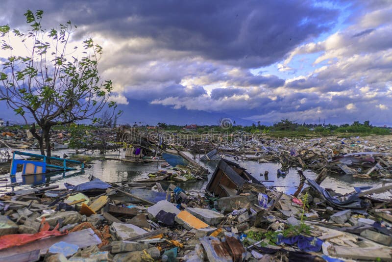 Severe damage from earthquake and liquefaction natural disasters in Petobo village, Palu city indonesia Central Sulawesi