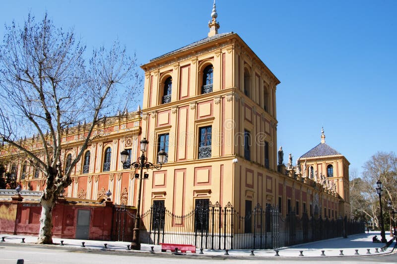 Side view of the Palacio de San Telmo in Sevilla, Spain. Plaza san telmo stock images, royalty-free photos and pictures