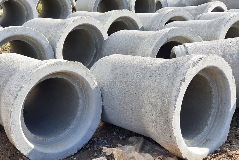 Sewage concrete tubes stock photo. Image of construction 200960484