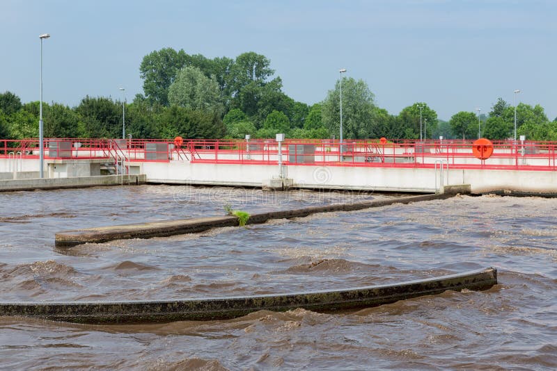 Sewage treatment, plant, aeration of the wastewater. royalty free stock images Sewage treatment, plant, aeration of the wastewater. royalty free stock images