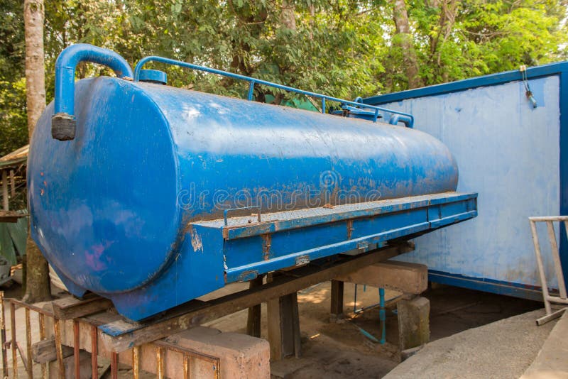 Sewage Treatment Tanks or Water Tank in Rural Stock Photo Image of
