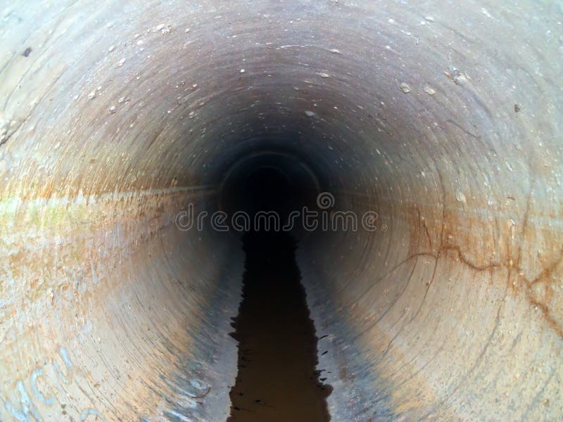 A sewer pipe inside