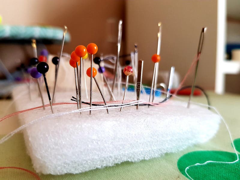 Needles and Threads for Sewing Stock Photo Image of metal, hand