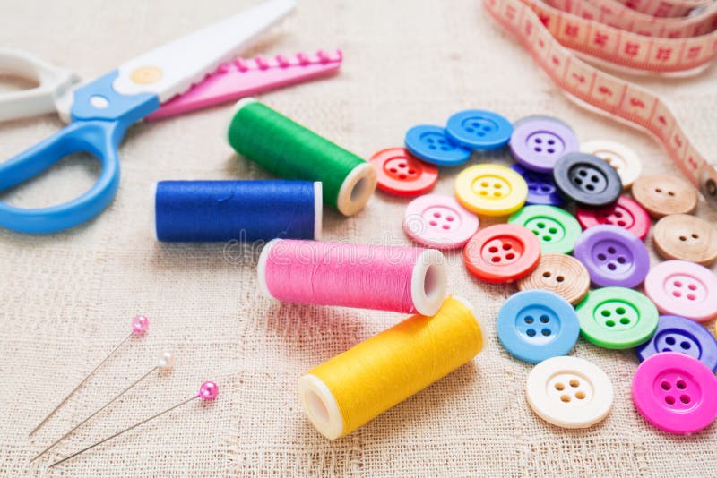 Sewing Accessories on Fabric Stock Photo Image of craft, fabric 39759448