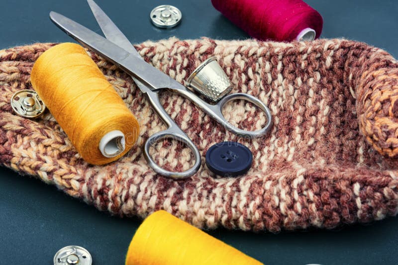 Sewing Accessories and Fabric Stock Image Image of colorful, female