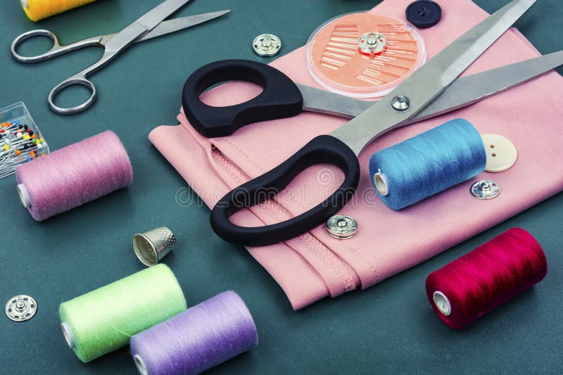 Sewing Accessories and Fabric Stock Photo Image of hobby, clothing