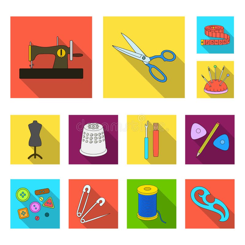 Sewing, Atelier Flat Icons in Set Collection for Design. Tool Kit ...