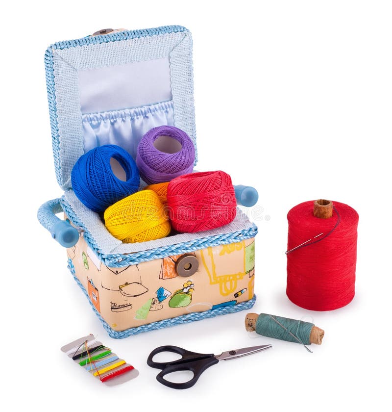 Sewing Box stock photo. Image of wooden, button, textile 58165984
