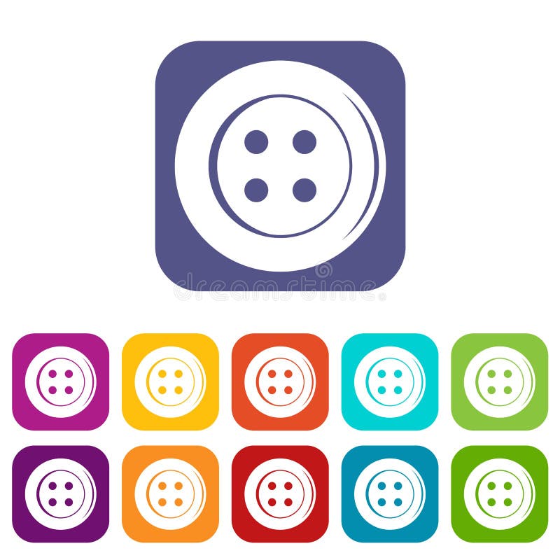 Sewing Button Icons Set Flat Stock Vector Illustration of button