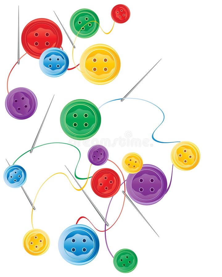 Sewing Needle and Thread with Buttons Stock Illustration Illustration