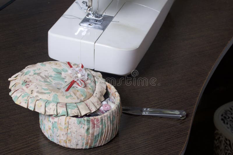 Casket for sewing stock image. Image of needlework, sewing 28099533