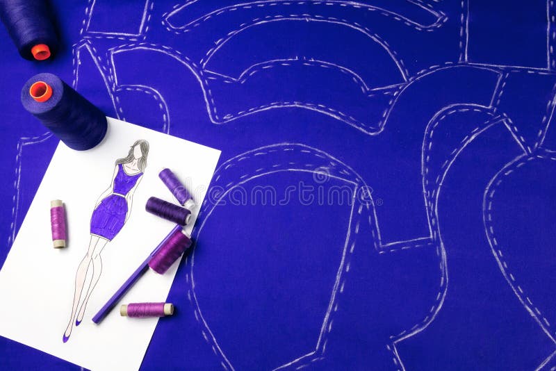 Sewing concept. Dressmaker royalty free stock images Sewing concept. Dressmaker royalty free stock images