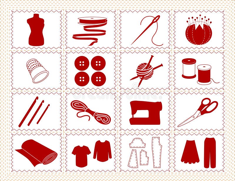 Sewing & Craft Icons, Rickrack Frame Stock Vector - Illustration of ...