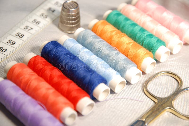 Sewing equipment stock image. Image of fiber, material 22640495