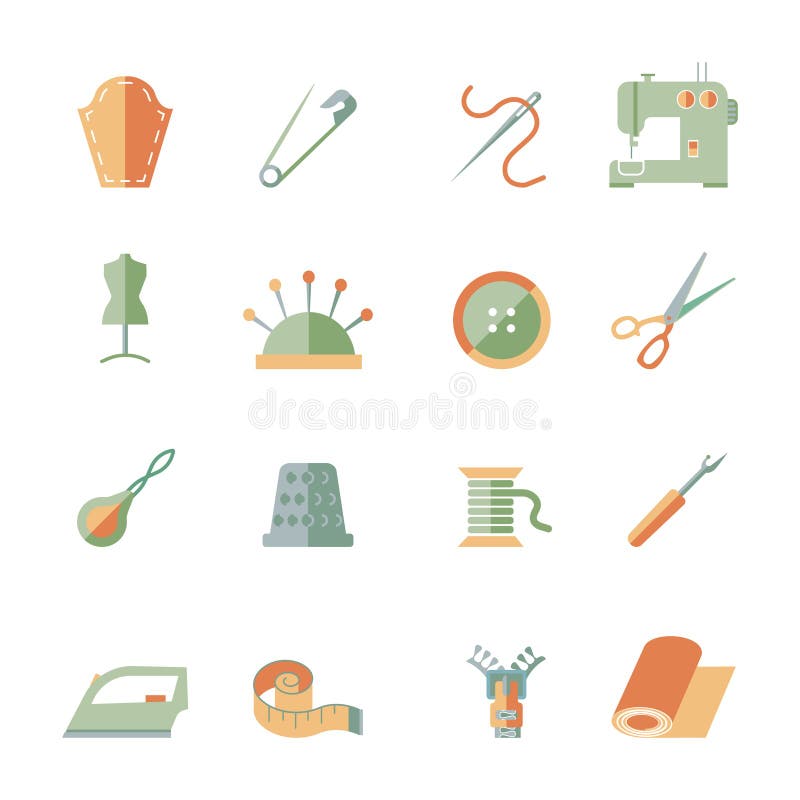 Sewing Icons Set stock vector. Illustration of cloth - 52406698