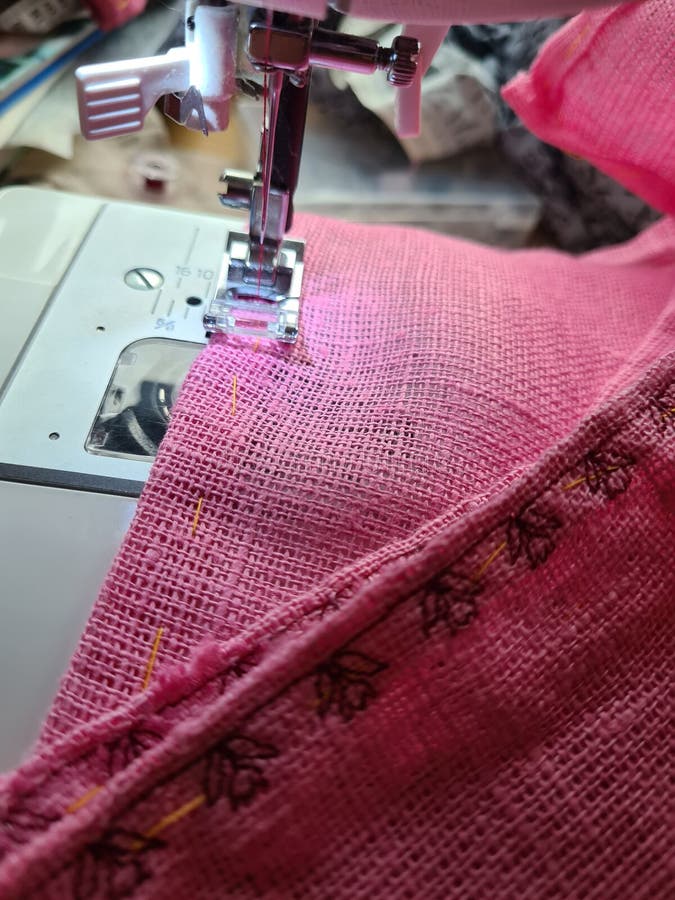Sewing at home stock photo. Image of violet, textile 196536464