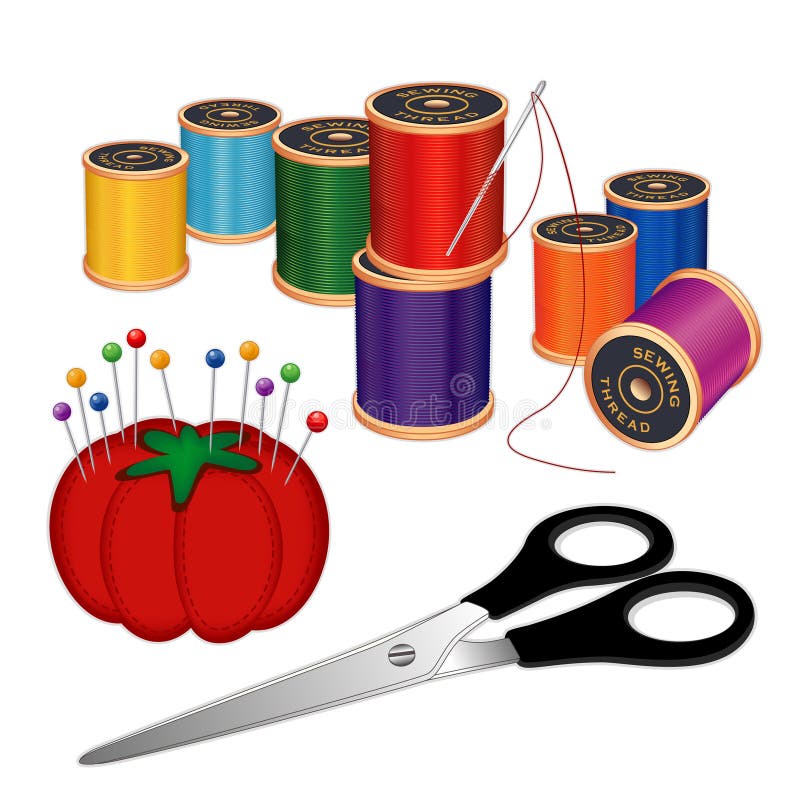 Color set of sewing supplies Royalty Free Vector Image