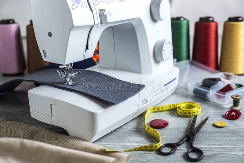 Sewing Machine and Accessories Stock Image Image of tailor, home