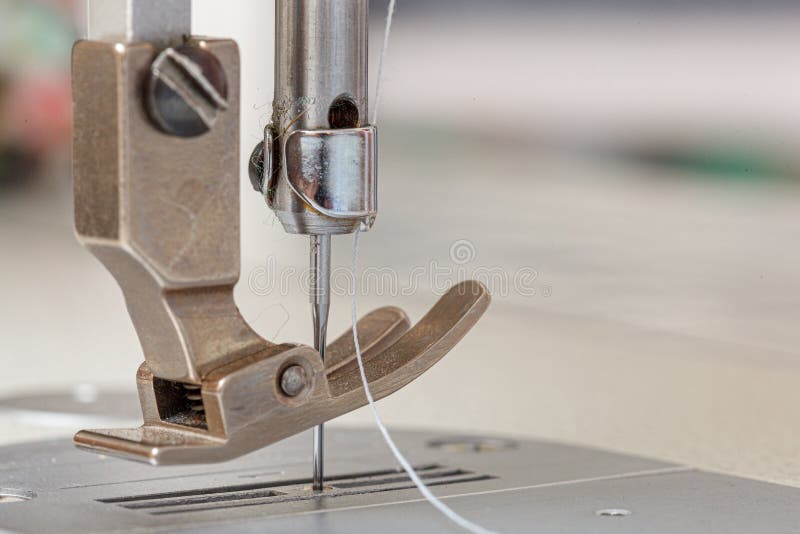 Sewing Machine Needle with Thread and Fabric Stock Photo Image of