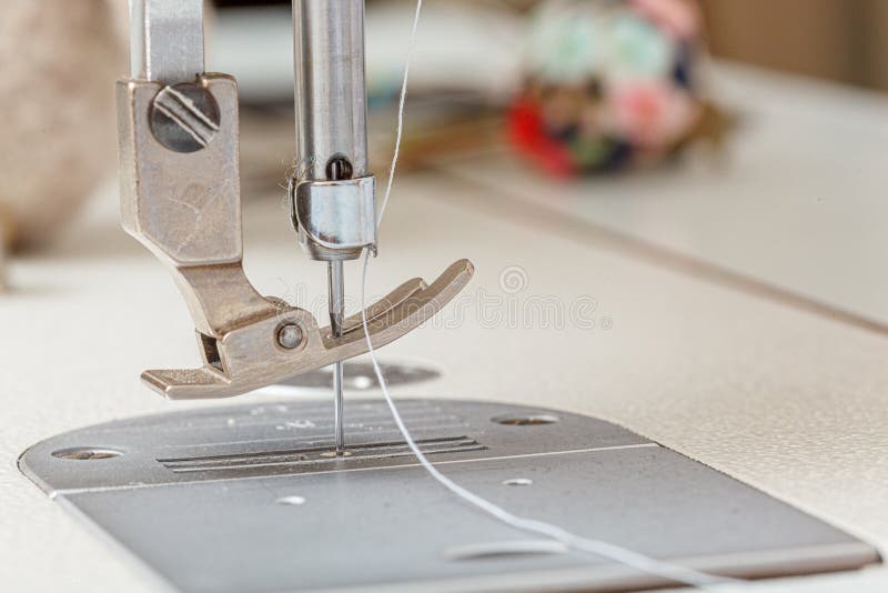Sewing Machine Needle with Thread and Fabric Stock Image Image of hobbies, business 264105793