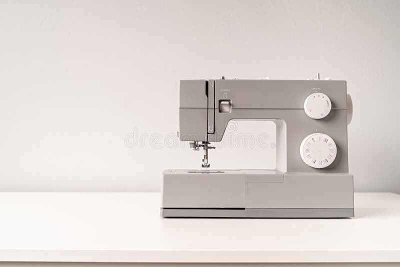 Sewing Machine on Tailor Table with Copy Space Stock Image Image of
