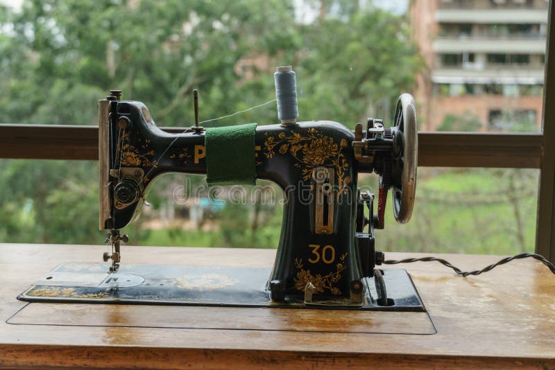 Sewing machine with tread stock photo