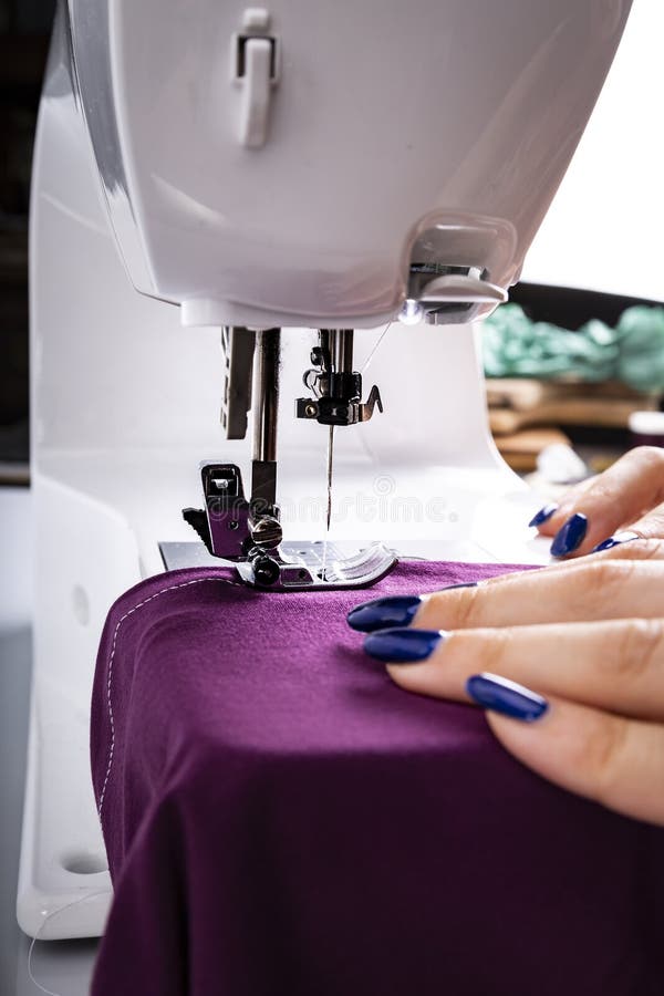 Sewing on the Machine. the Woman is Sewn Stock Image Image of sewing