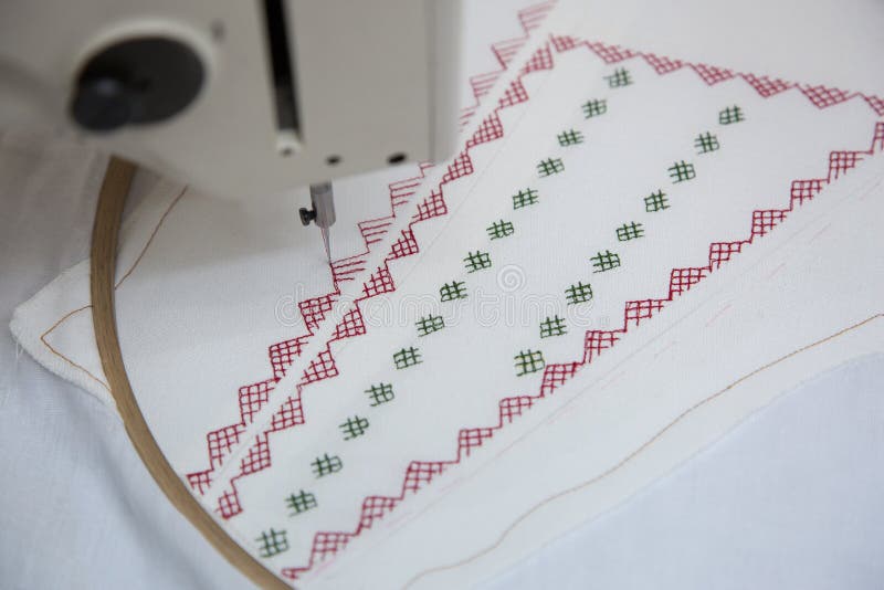 Sewing machine during work stock photo. Image of accessories 46170468